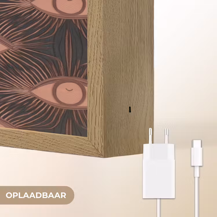 Boheems - Oog - Bruin Light Box met batterij (Wandlamp) middel 907 -USP_websiteoplaadbaarNL