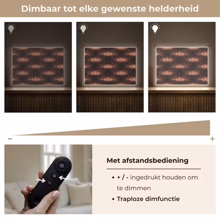 Boheems - Oog - Bruin Light Box met batterij (Wandlamp) middel 907 -USP_dimbaarNL
