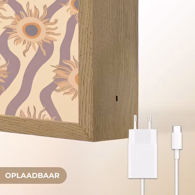 Bohemian - Vibe - Lavendelpaars Light Box met batterij (Wandlamp) middel 907 -USP_websiteoplaadbaarNL