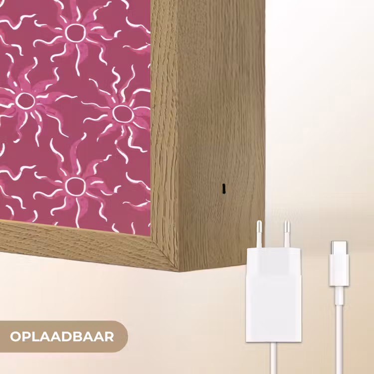 Bohemian - Zon - Magenta Light Box met batterij (Wandlamp) middel 907 -USP_websiteoplaadbaarNL
