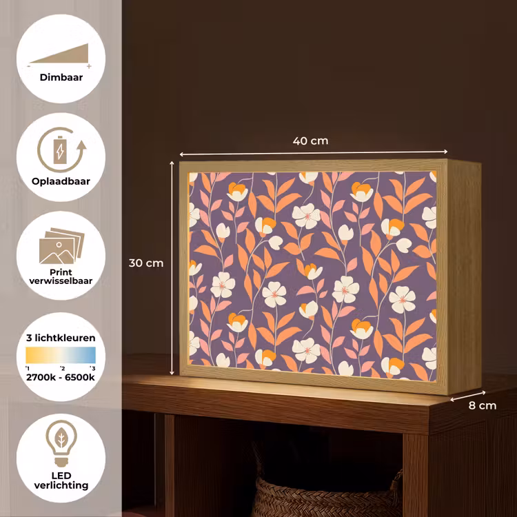 Boho - Vintage - Paars Light Box met batterij (Wandlamp) middel 907 -USP_websiteoverzichtNL