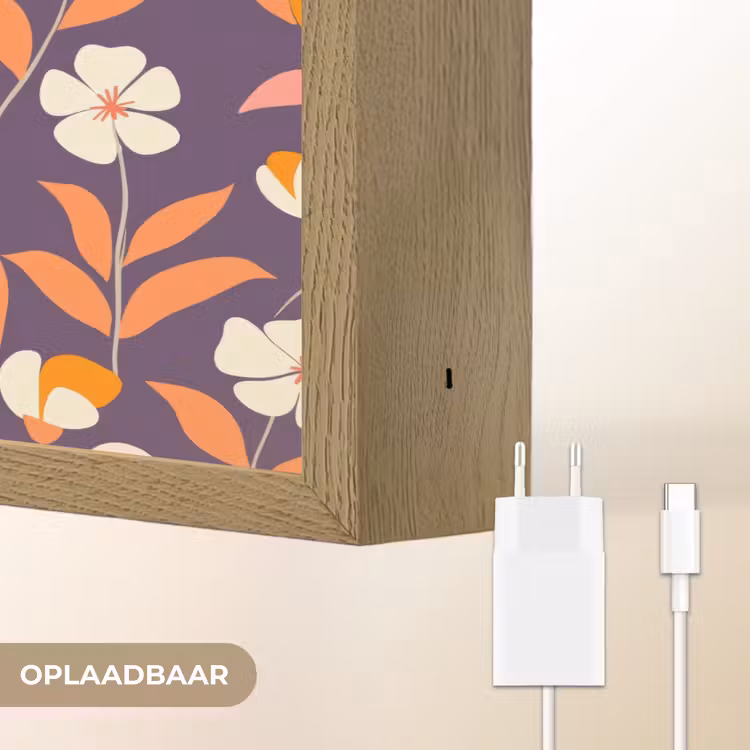 Boho - Vintage - Paars Light Box met batterij (Wandlamp) middel 907 -USP_websiteoplaadbaarNL