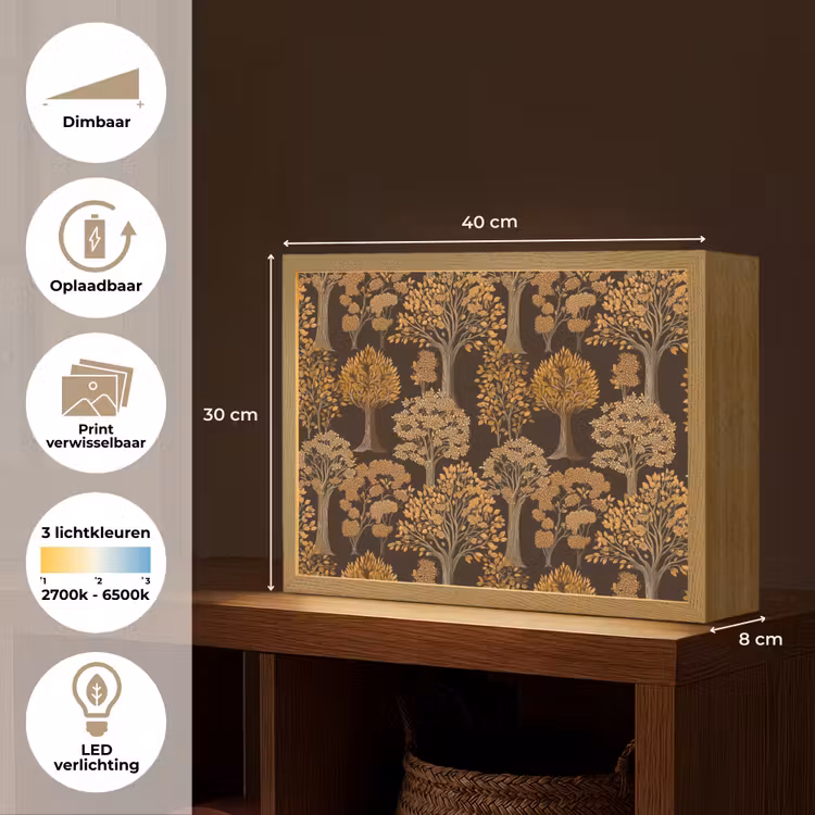 Bomen - Patroon - Bruin Light Box met batterij (Wandlamp) middel 907 -USP_websiteoverzichtNL