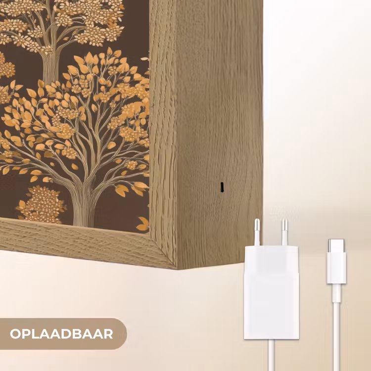 Bomen - Patroon - Bruin Light Box met batterij (Wandlamp) middel 907 -USP_websiteoplaadbaarNL