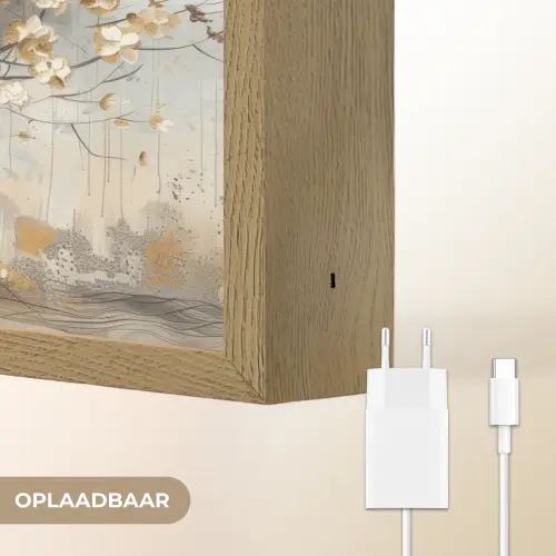 Boom - Beige - Goud - Verflook - Grijs Light Box met batterij (Wandlamp) middel -USP_websiteoplaadbaarNL