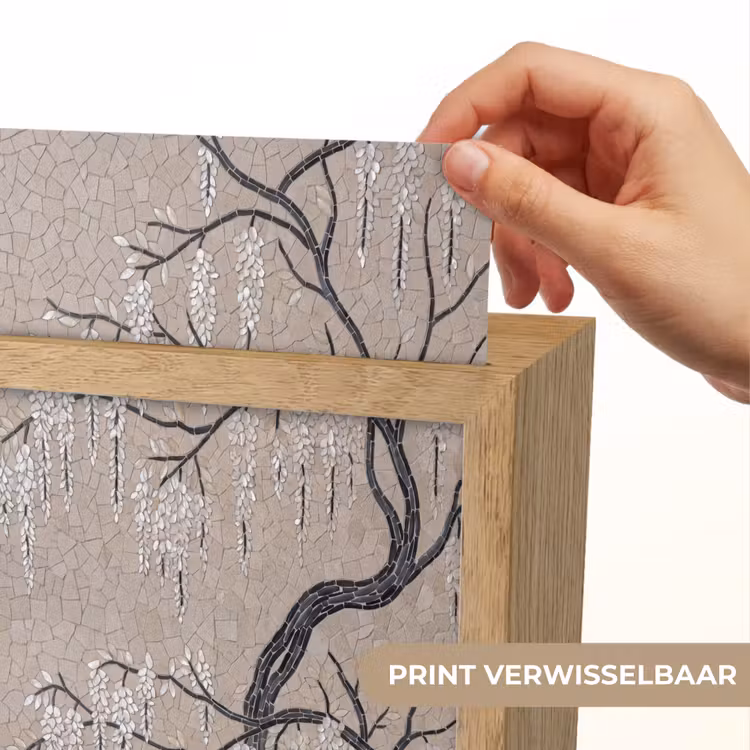 Boom - Bloemen - Mozaïek - Kunst - Wit Light Box met kabel (Wandlamp) klein -USP_websiteprintNL