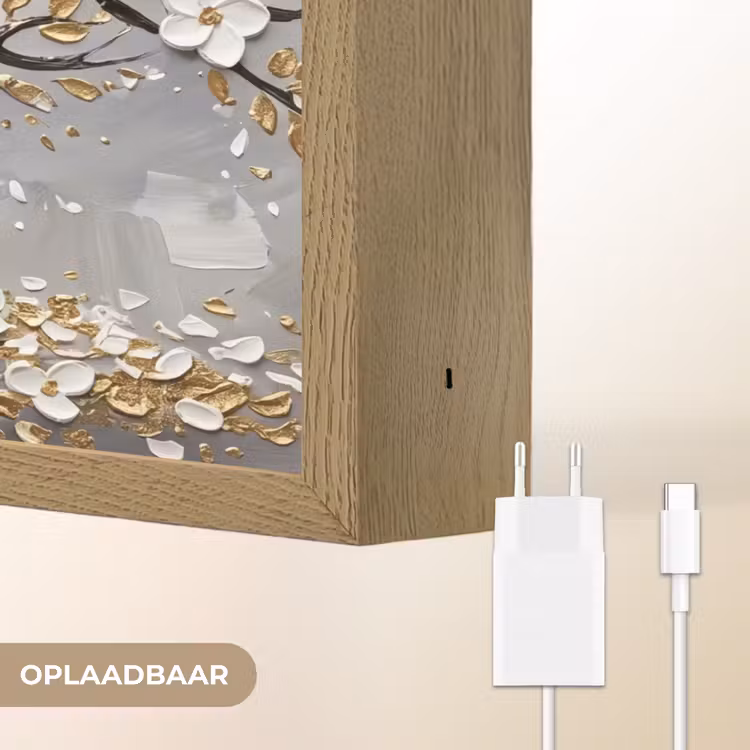 Boom - Bloemen - Natuur - Abstract - Wit Light Box met batterij (Wandlamp) middel -USP_websiteoplaadbaarNL