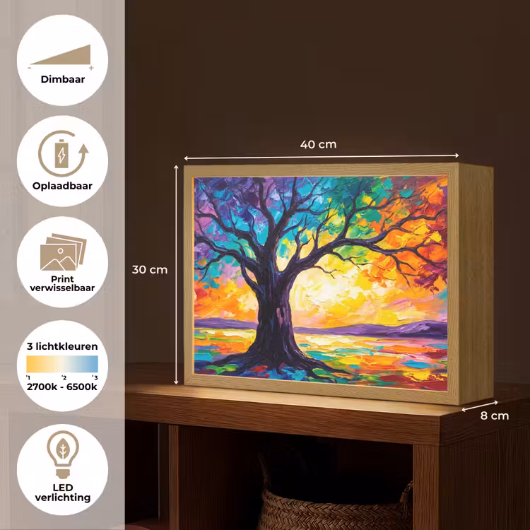 Boom - Landschap - Natuur - Abstract - Kleurrijk Light Box met batterij (Wandlamp) middel -USP_websiteoverzichtNL
