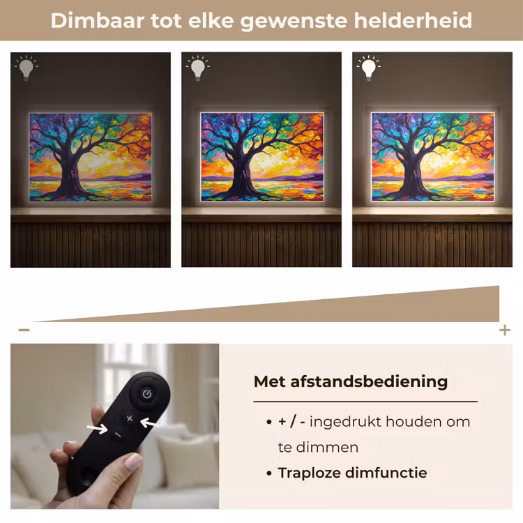 Boom - Landschap - Natuur - Abstract - Kleurrijk Light Box met batterij (Wandlamp) middel -USP_dimbaarNL