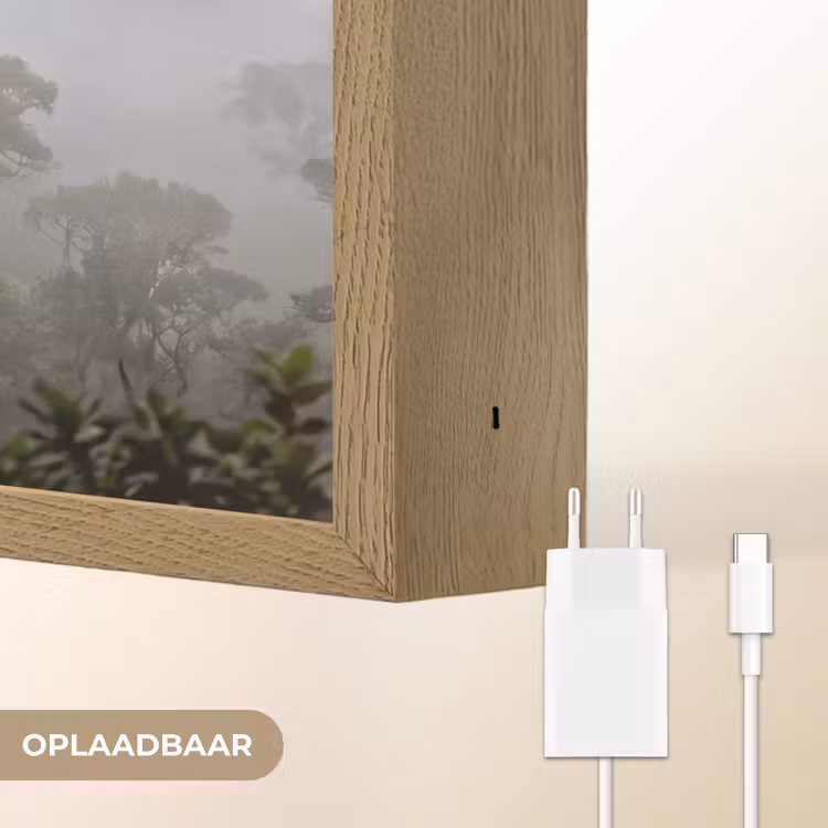 Boom - Mistig - Bos - Groen - Natuur Light Box met batterij (Wandlamp) middel -USP_websiteoplaadbaarNL