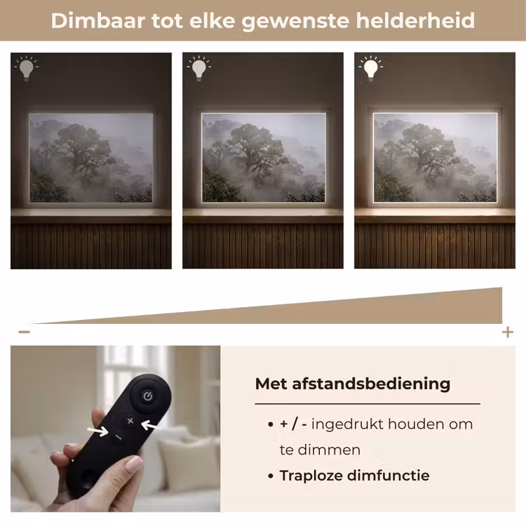 Boom - Mistig - Bos - Groen - Natuur Light Box met batterij (Wandlamp) middel -USP_dimbaarNL