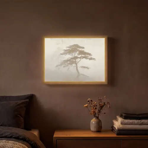 Boom - Oosterse stijl - Landschap Light Box met batterij (Wandlamp) middel -sfeer4