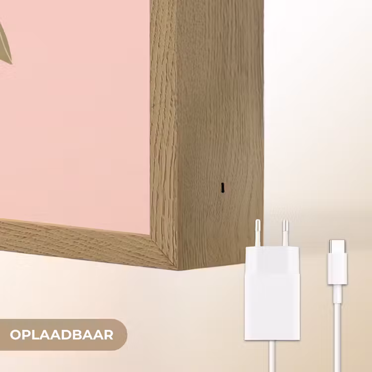 Boom - Palm - Natuur - Illustratie - Roze Light Box met batterij (Wandlamp) middel -USP_websiteoplaadbaarNL
