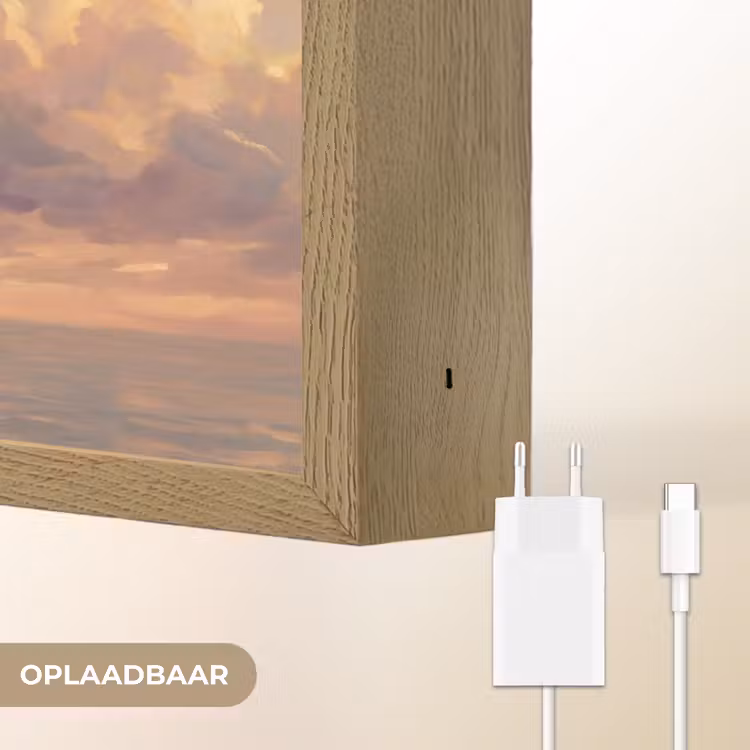 Boot - Zonsondergang - Zee - Natuur - Goud Light Box met batterij (Wandlamp) middel -USP_websiteoplaadbaarNL