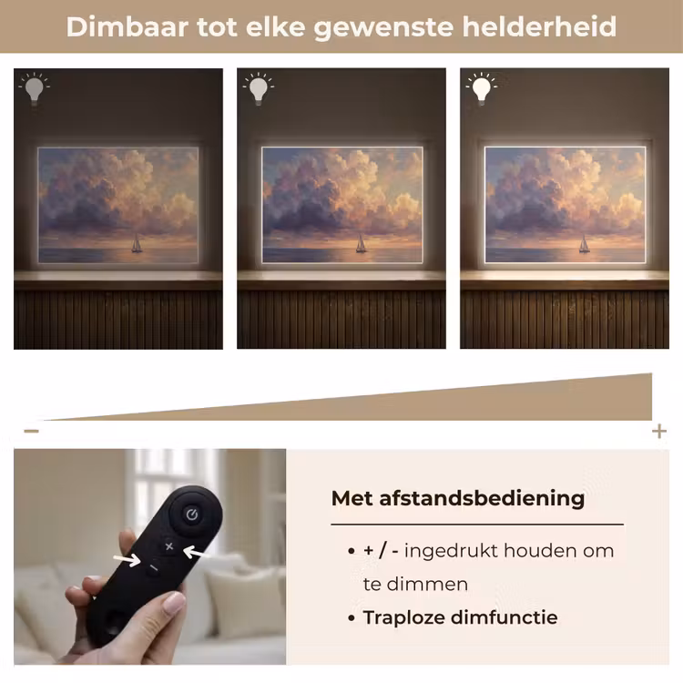 Boot - Zonsondergang - Zee - Natuur - Goud Light Box met batterij (Wandlamp) middel -USP_dimbaarNL