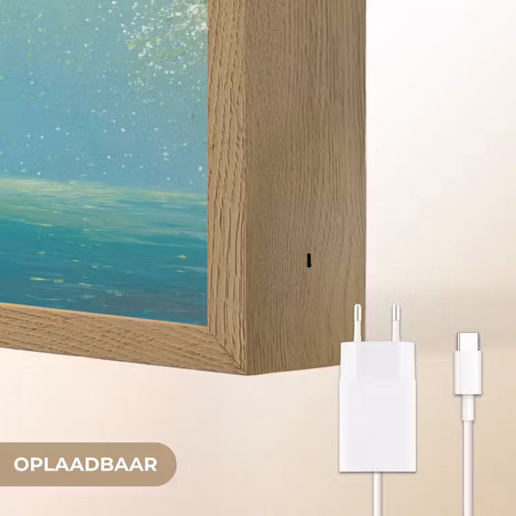 Bootje - Water - Bladeren - Bloesems Light Box met batterij (Wandlamp) middel -USP_websiteoplaadbaarNL