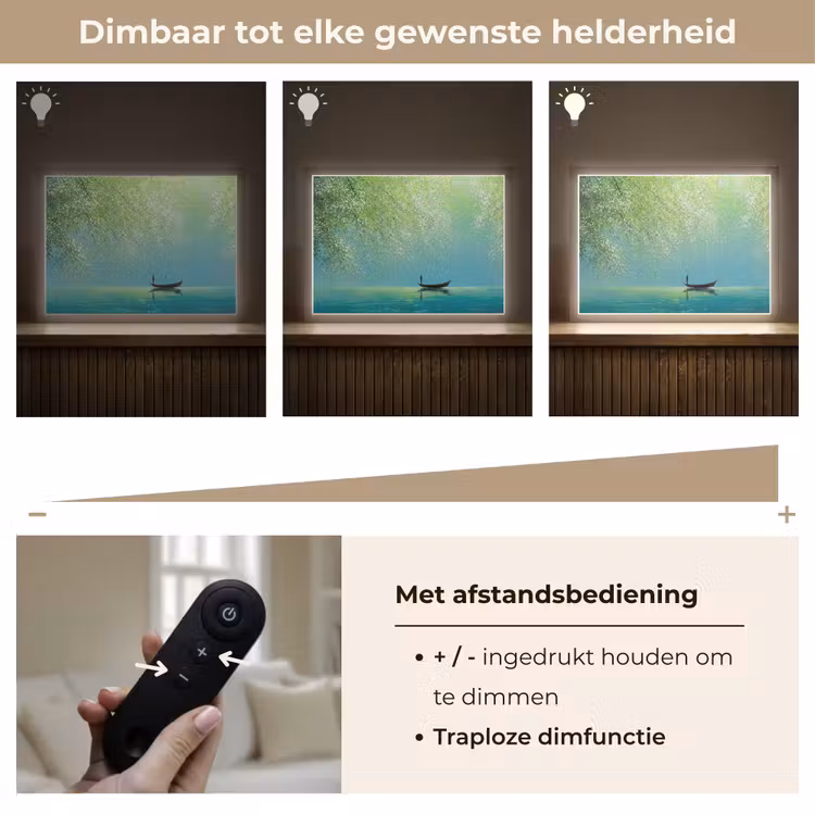 Bootje - Water - Bladeren - Bloesems Light Box met batterij (Wandlamp) middel -USP_dimbaarNL