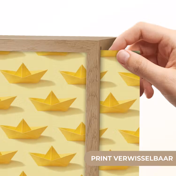 Bootjes - Origami - Creatief - Geel Light Box met batterij (Wandlamp) middel 907 -USP_websiteprintNL