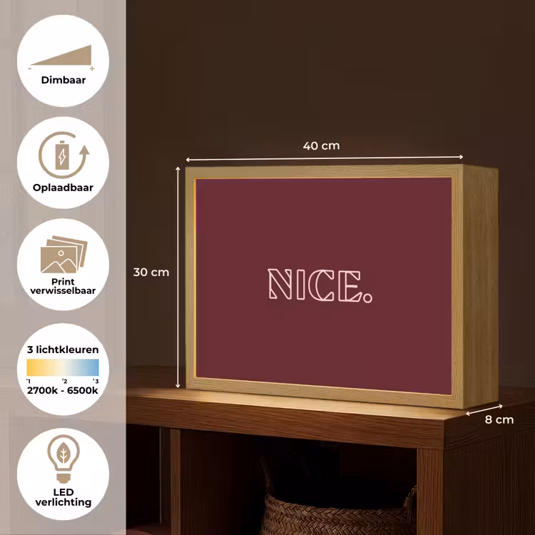 Bordeaux - Nice - minimalistisch Light Box met batterij (Wandlamp) middel -USP_websiteoverzichtNL