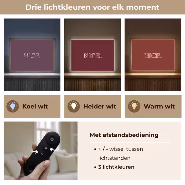 Bordeaux - Nice - minimalistisch Light Box met batterij (Wandlamp) middel -USP_lichtkleurNL
