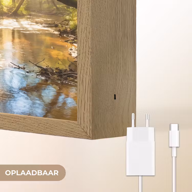 Bos - Beek - Zonlicht - Natuur - Groen Light Box met batterij (Wandlamp) middel -USP_websiteoplaadbaarNL