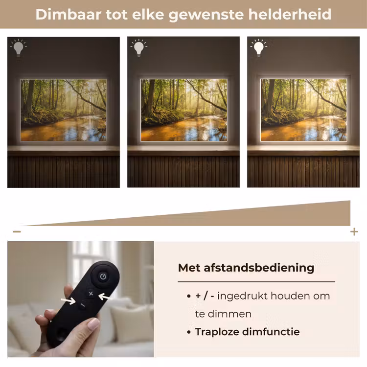 Bos - Beek - Zonlicht - Natuur - Groen Light Box met batterij (Wandlamp) middel -USP_dimbaarNL