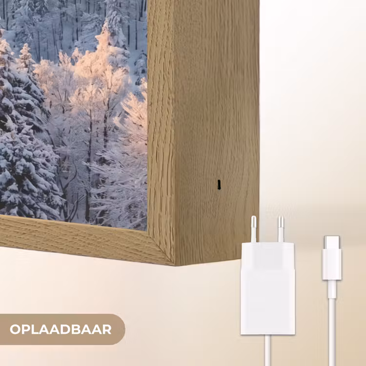 Bos - Bergen - Goud - Winter - Warm Light Box met batterij (Wandlamp) middel -USP_websiteoplaadbaarNL