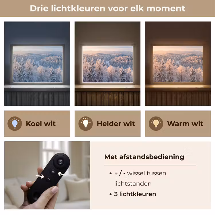 Bos - Bergen - Goud - Winter - Warm Light Box met batterij (Wandlamp) middel -USP_lichtkleurNL