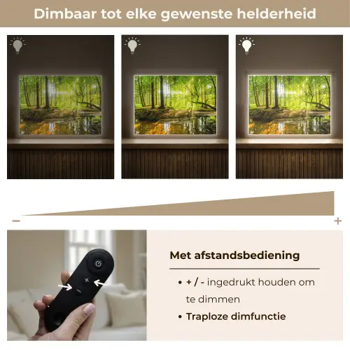 Bos - Landschap - Water - Bomen - Zon - Groen - Natuur Light Box met batterij (Wandlamp) middel -USP_dimbaarNL