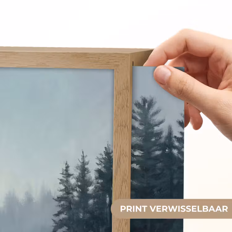 Bos - Meer - Mist - Natuur - Grijs Light Box met batterij (Wandlamp) middel -USP_websiteprintNL