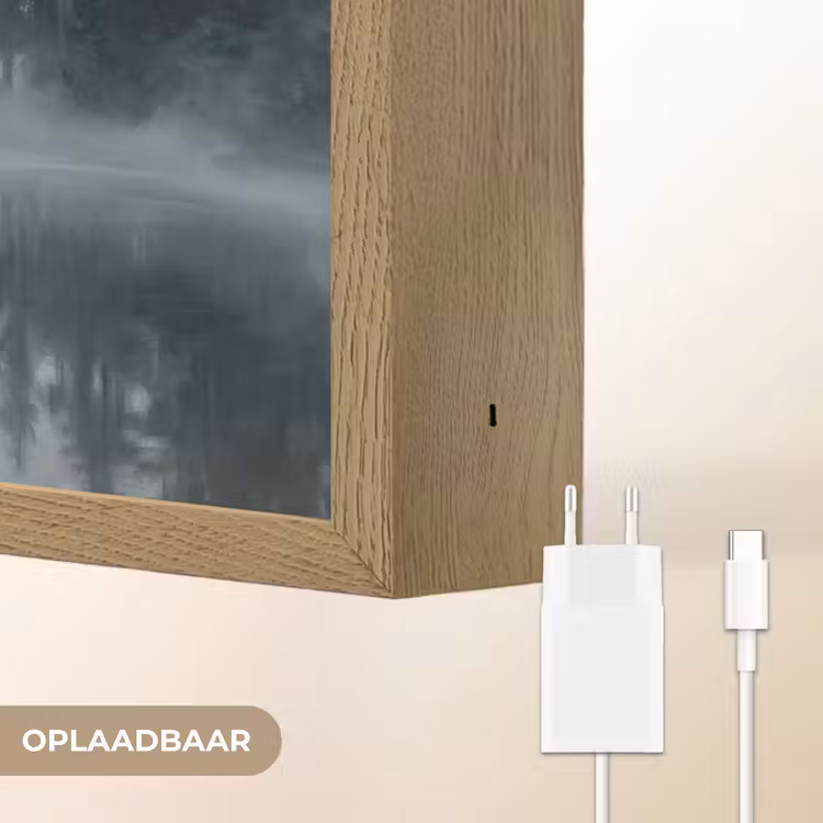 Bos - Meer - Mist - Natuur - Grijs Light Box met batterij (Wandlamp) middel -USP_websiteoplaadbaarNL