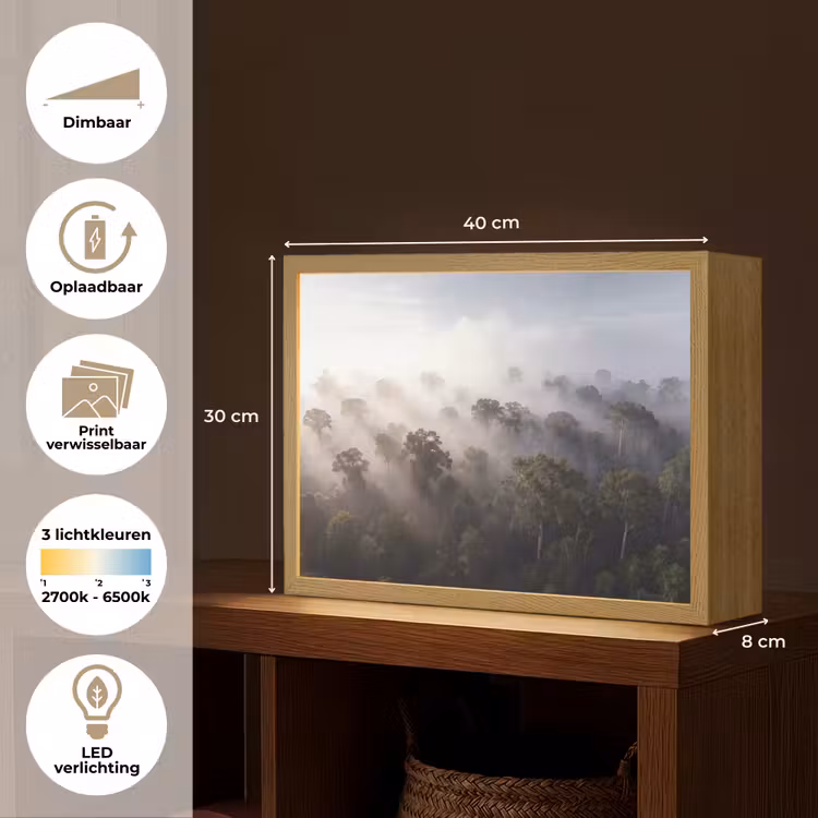 Bos - Mist - Natuur - Groen Light Box met batterij (Wandlamp) middel -USP_websiteoverzichtNL