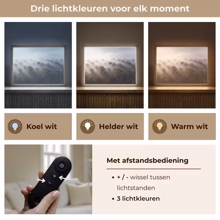 Bos - Mist - Natuur - Groen Light Box met batterij (Wandlamp) middel -USP_lichtkleurNL