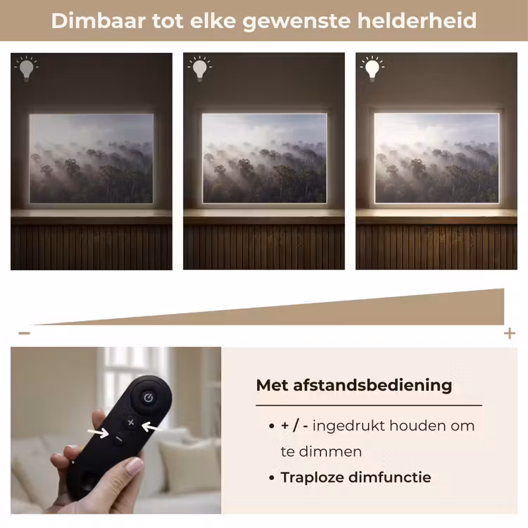 Bos - Mist - Natuur - Groen Light Box met batterij (Wandlamp) middel -USP_dimbaarNL