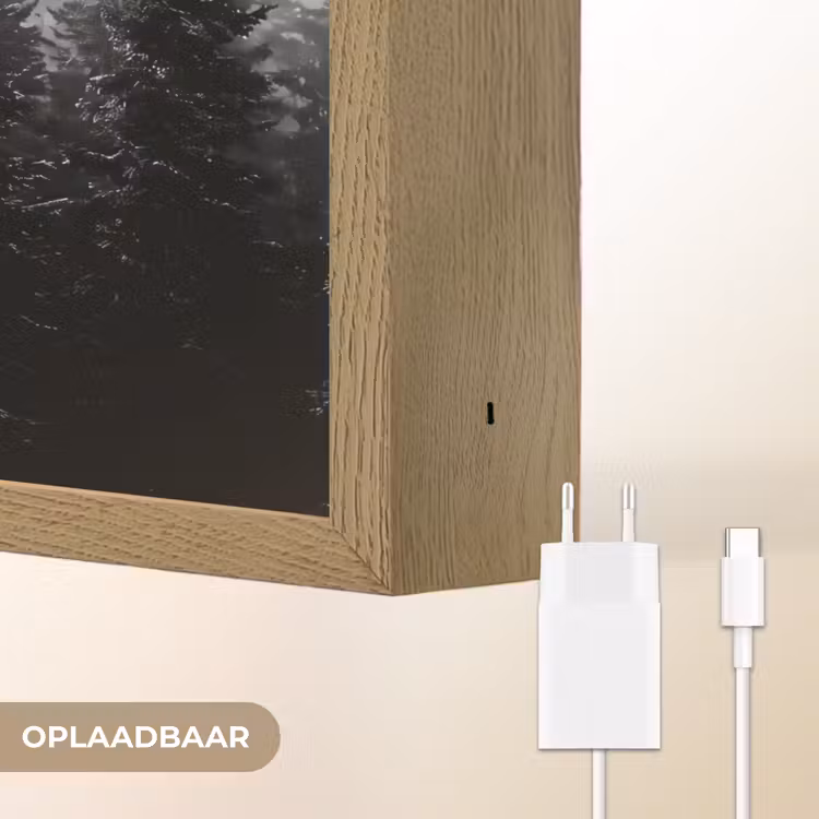 Bos - Mist - Winter - Monochroom - Natuur Light Box met batterij (Wandlamp) middel -USP_websiteoplaadbaarNL
