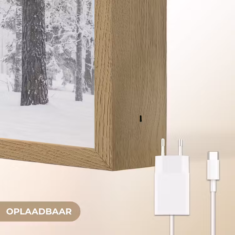 Bos - Sneeuw - Pad - Winter - Stilte Light Box met batterij (Wandlamp) middel -USP_websiteoplaadbaarNL