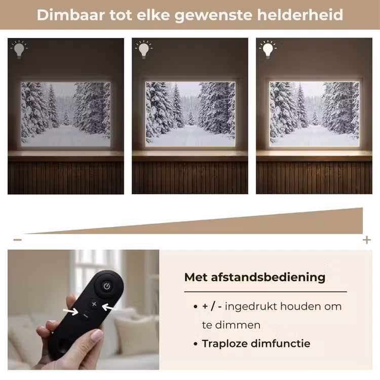 Bos - Winter - Sneeuw - Pad - Natuur Light Box met batterij (Wandlamp) middel -USP_dimbaarNL