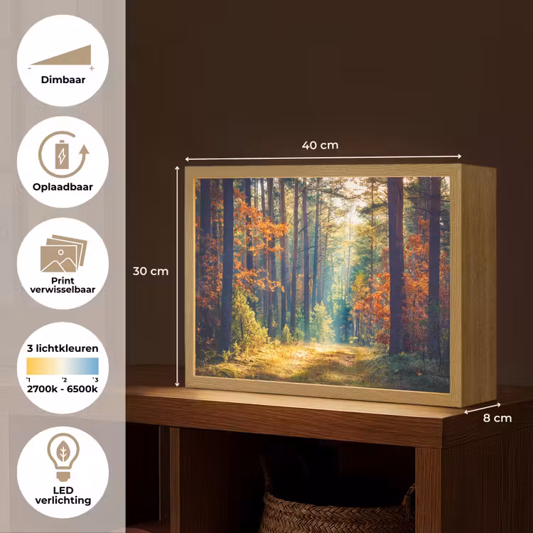 Bos - Zon - Natuur - Herfst Light Box met batterij (Wandlamp) middel -USP_websiteoverzichtNL