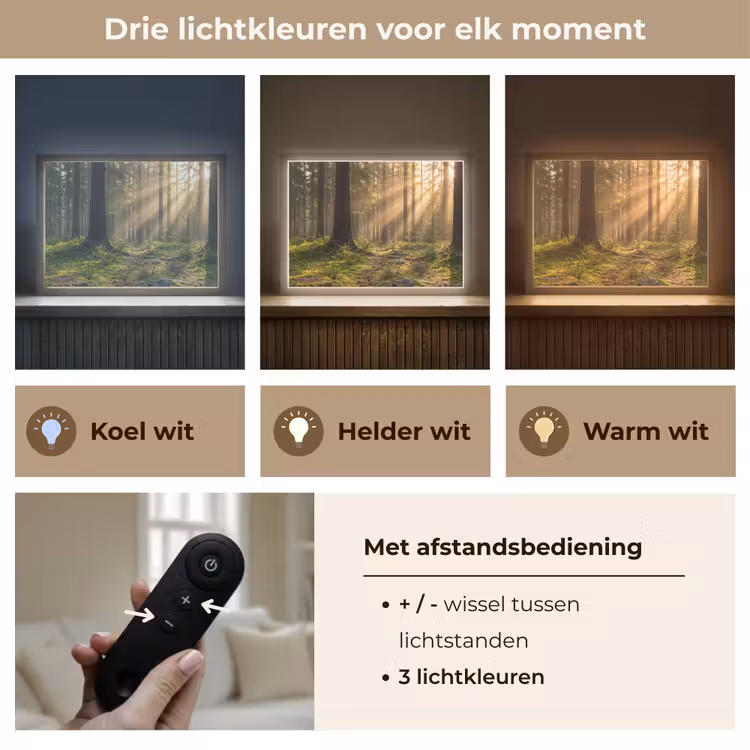 Bos - Zonlicht - Gras Light Box met batterij (Wandlamp) middel -USP_lichtkleurNL