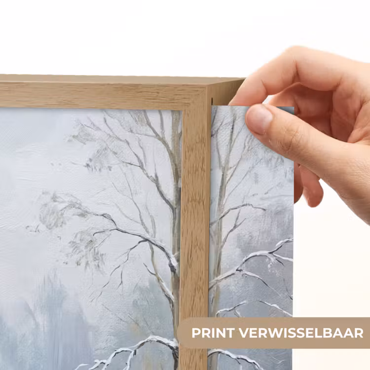 Bospad - Dennen - Sneeuw - Winter - Rustgevend Light Box met batterij (Wandlamp) middel -USP_websiteprintNL