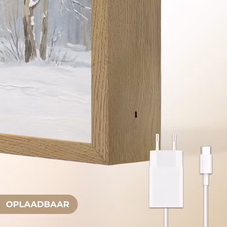Bospad - Dennen - Sneeuw - Winter - Rustgevend Light Box met batterij (Wandlamp) middel -USP_websiteoplaadbaarNL