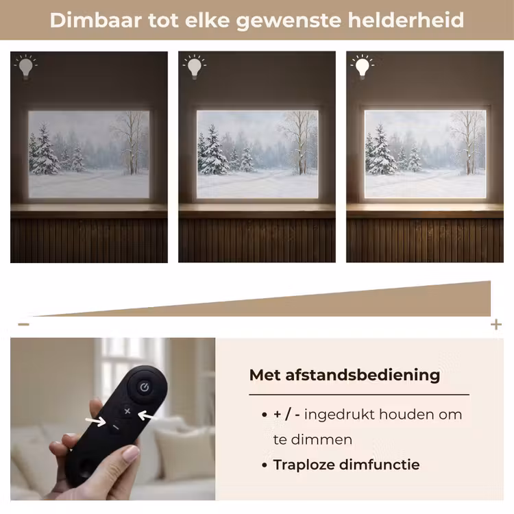Bospad - Dennen - Sneeuw - Winter - Rustgevend Light Box met batterij (Wandlamp) middel -USP_dimbaarNL
