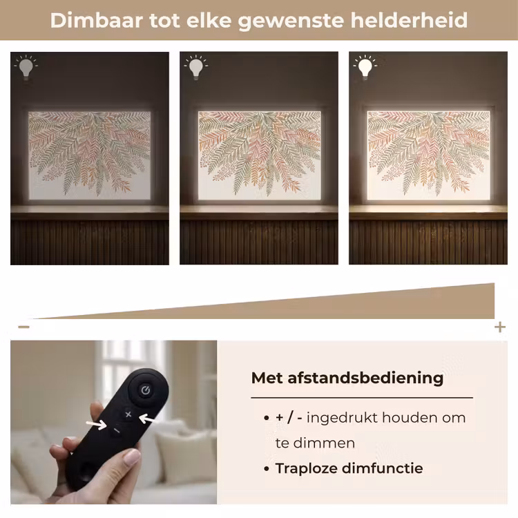 Botanisch - Aquarel - Kleurrijk Light Box met batterij (Wandlamp) middel -USP_dimbaarNL