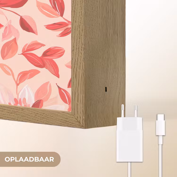 Botanisch - Bloemen - Rood Light Box met batterij (Wandlamp) middel 907 -USP_websiteoplaadbaarNL