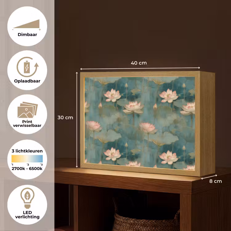 Botanisch - Bloemen - Roze Light Box met batterij (Wandlamp) middel 907 -USP_websiteoverzichtNL