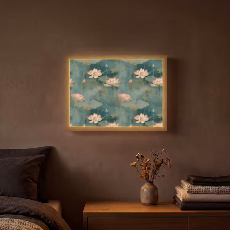 Botanisch - Bloemen - Roze Light Box met batterij (Wandlamp) middel 907 -sfeer4