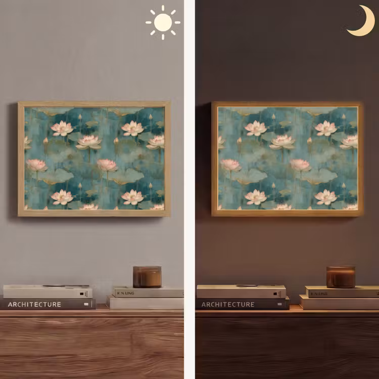 Botanisch - Bloemen - Roze Light Box met batterij (Wandlamp) middel 907 -sfeer3