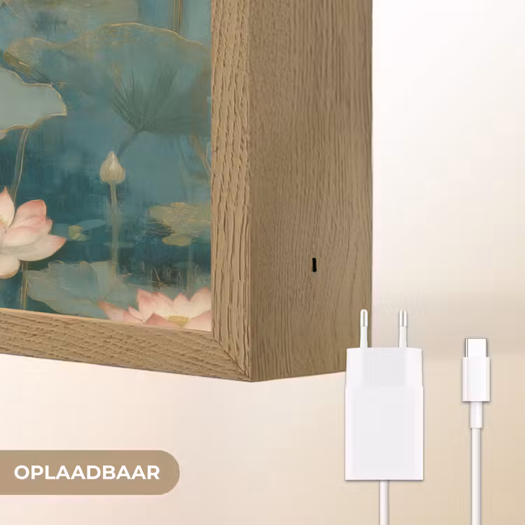 Botanisch - Bloemen - Roze Light Box met batterij (Wandlamp) middel 907 -USP_websiteoplaadbaarNL