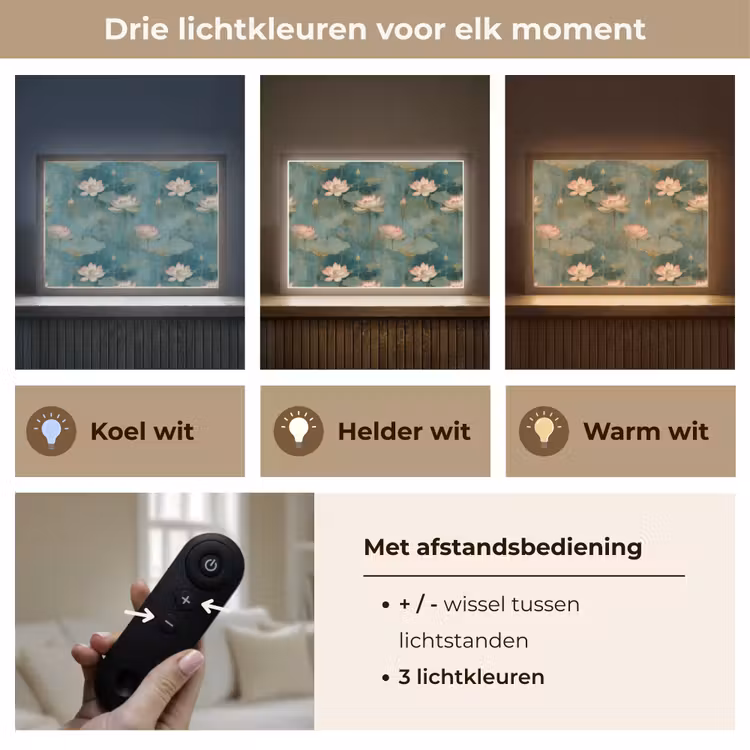 Botanisch - Bloemen - Roze Light Box met batterij (Wandlamp) middel 907 -USP_lichtkleurNL