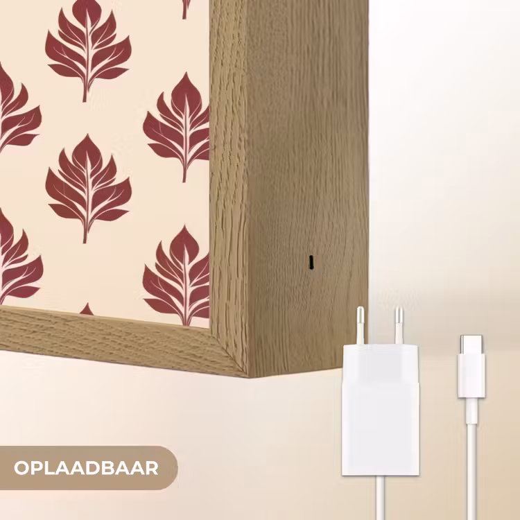 Botanisch - Patroon - Bordeaux Light Box met batterij (Wandlamp) middel 907 -USP_websiteoplaadbaarNL